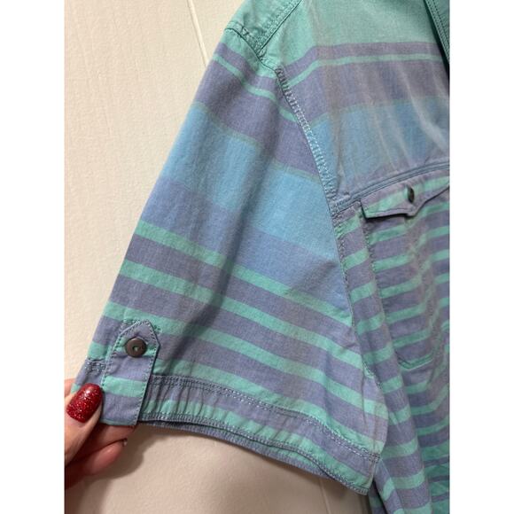 Calvin Klein Jeans 2X Men’s Button Down, Teal, Blue, Purple Short Sleeve Shirt - Picture 4 of 6